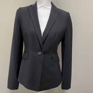 Ann Taylor Wool Blend Gathered Sleeve Blazer